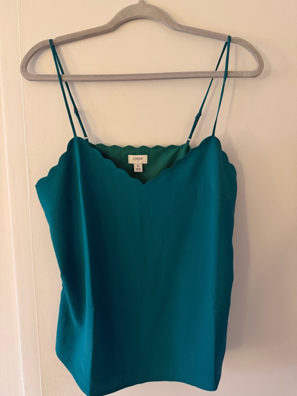 J. Crew Teal Scalloped-Edge Spaghetti-Strap Camisole